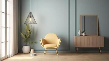 Three blank picture frame mockups on a wall. photo
