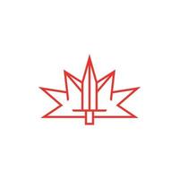 Maple leaf with sword line simplicity logo vector