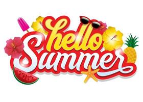 hello summer greeting design vector