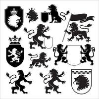 heraldic lion silhouette set vector
