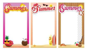 summer photo frame theme design set vector