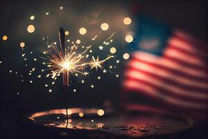 American abstract background of labor day with fireworks. photo