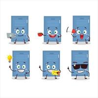 Locker cartoon character with various types of business emoticons vector