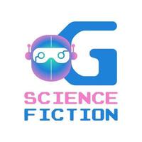 letter G futuristic robot head digital vector logo design