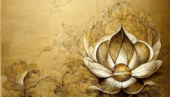 Luxury seamless blooming lotus background illustration. photo