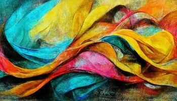 Surprising Oil pastel drawing. Abstract color background, Fine art print, Impressionism style abstraction. photo