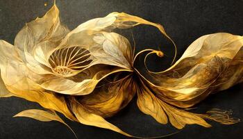 Beautiful flying autumn leaf realistic 3d background. photo