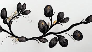 rama con primavera flores, realista Fruta árbol rama, detallado mano dibujado acortar Arte elemento. generativo ai foto