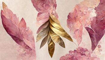 luxury art background with tropical leaves in a watercolor. photo