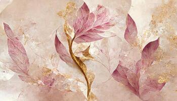 Awesome Abstract art botanical pink background vector, Luxury wallpaper with pink and earth tone watercolor. photo