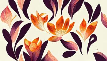 Abstract hand drawn floral pattern with lily flowers, Vector illustration, Element for design. photo