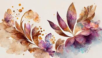 Isolated purple vintage flower watercolor background vector illustration. photo