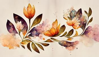 Isolated purple vintage flower watercolor background vector illustration. photo