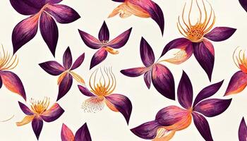 Abstract hand drawn floral pattern with lily flowers, Vector illustration, Element for design. photo