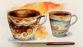 Dalgona coffee illustration in small cup. photo
