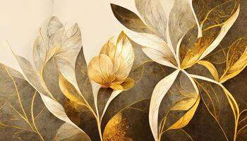Peonies hand painted illustrations for wall decoration minimalist flower in sketch style. photo