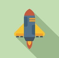 Spaceship fire icon flat vector. Space rocket vector