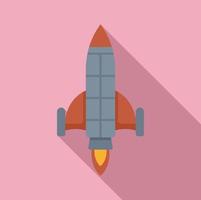 Spaceship launch icon flat vector. Space fire vector