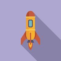 Fire launch icon flat vector. Space rocket vector