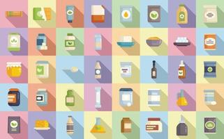Food substitutes icons set flat vector. Sweetener chemical vector