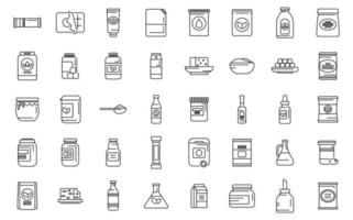 Food substitutes icons set outline vector. Sweetener chemical vector