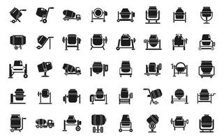 Concrete mixer icons set simple vector. Truck cement vector