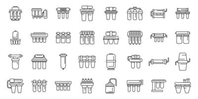 Reverse osmosis system icons set outline vector. Aqua filter vector