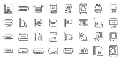 Automatic drying machine icons set outline vector. Air bathroom vector