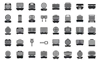 Waffle maker icons set simple vector. Pancake baking vector