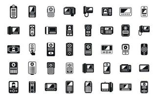 Video intercom icons set simple vector. Door phone vector