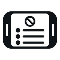 Tablet data icon simple vector. User blacklist vector