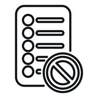 List of blacklist icon outline vector. Data user vector