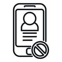 Phone contact blacklist icon outline vector. User data vector