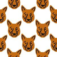 Seamless pattern with Dog head illustration in minimalist cutting style on white background vector