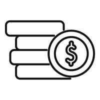 Coin stack icon outline vector. Money finance vector