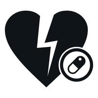 Heart braking pill icon simple vector. Cure drug vector