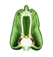 Cut Green Bell Pepper with Seeds Isolated photo