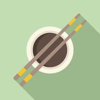 Soy sauce with sticks icon flat vector. Japan food vector