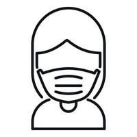 Woman in medical mask icon outline vector. Stop virus vector