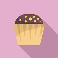 Chocolate muffin icon flat vector. Food cupcake vector