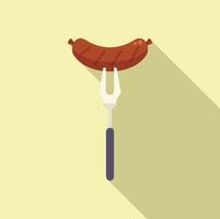 Fork bbq sausage icon flat vector. Grill food vector