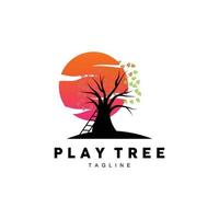 Tree Logo Design, Playground Vector, Education Tree Icon vector