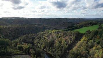 aérien de forêt et rivière dans le Belge ardennais video