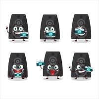 Photographer profession emoticon with stereo speaker cartoon character vector