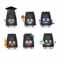 School student of stereo speaker cartoon character with various expressions vector