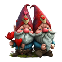 Valentines Day Gnomes Holding Red Rose Flower png