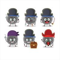 Cartoon character of audio speaker with various pirates emoticons vector