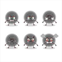 Audio speaker cartoon character with various angry expressions vector