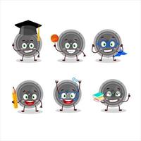 School student of audio speaker cartoon character with various expressions vector