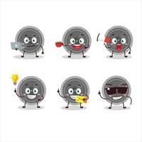 Audio speaker cartoon character with various types of business emoticons vector